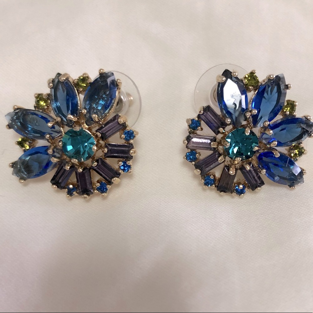 Blue Crystal Stud Earrings